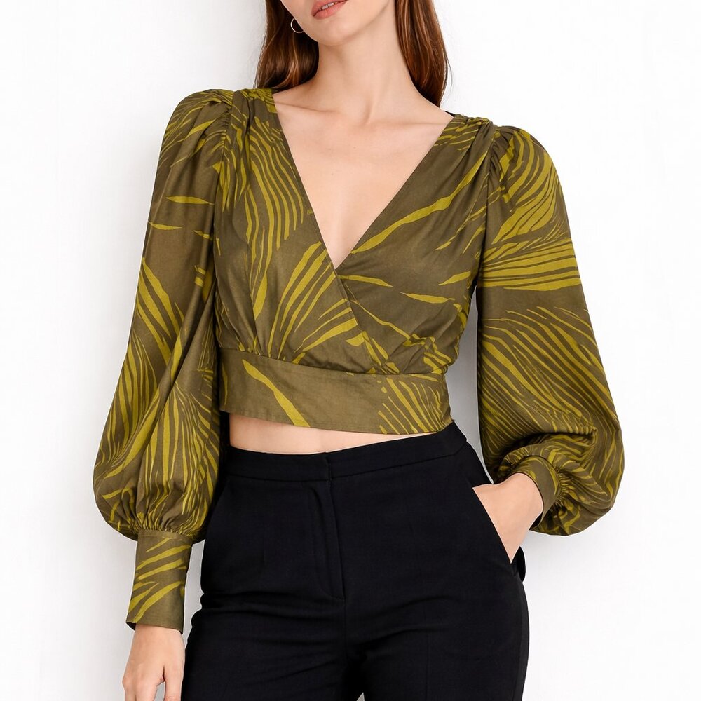 Banana republic Olive Green Patterned Women's Top, no belt